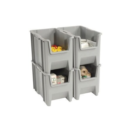 Quantum Storage Systems Giant Hopper Bin, Gray, 4 PK QGH600GY